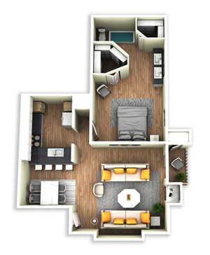 Floorplan Photos Gallery One Bedroom / One Bath
